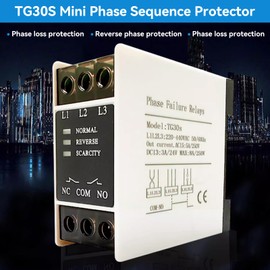 Agatige Mini Relé de Secuencia Trifásico de CA, Relevador de tensión, Falla de sobretensión y subtensión Protector secuencia de fase Relé monitor de fuente alimentación trifásica