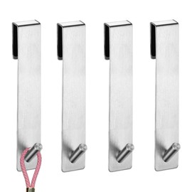 18 cm Shower Hooks No Drilling Towel Holder Glass Wall Shower Stainless Steel Towel Hook for Hanging Towels Shower Squeegee Glass Shower Screen (Silver)