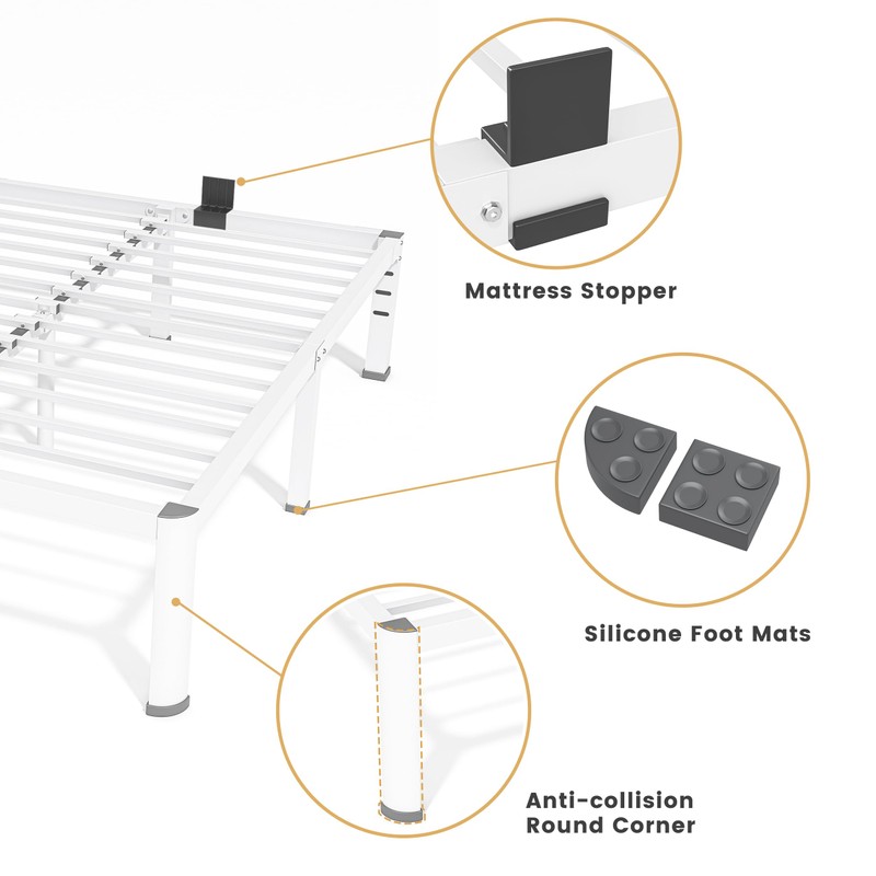 14 Inch Full Bed Frame, Metal Platform Bed Frame with