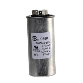 Applicable to Dometic 55+15 uF ±6% 55/15 MFD 370/440 VAC Dual Run Start Round Capacitor for Condenser Straight Cool or Heat Pump Air Conditioner or AC Motor and Fan Starting