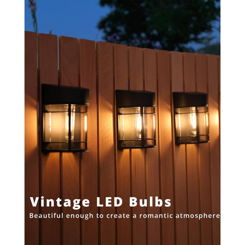 DOESLAG Solar Fence Lights, 12 Pack Waterproof Solar Lights Outdoor,