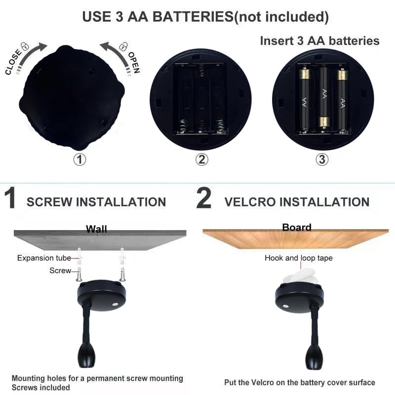 LED Spotlight, Battery Powered Picture Lights, Uplighting Indoor, 3 Lighting