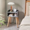 IBUYKE Nightstand, Mid-Century Modern Bedside Table with Solid Wood Legs,