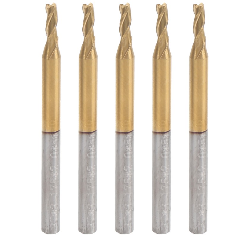 5Pcs 3Flute Flat End Milling Cutter Round Shank TiPlated Accessories