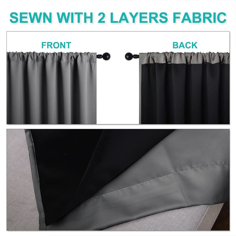 NICETOWN Grey Full Shade Room Warming Curtain Panels, Pair of