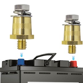 Battery Terminal Post Adapter, 3/8"-16 Thread Female Brass, Charging Post for 3/8" Stud Extension