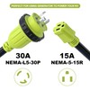 AOWEITOUR NEMA L5-30P to 5-15R Dogbone Power Adapter Cord, 30