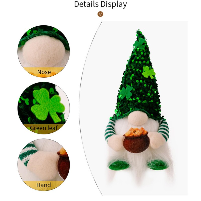 St. Patrick’s Day Gnomes Decoration, 2 Pack 11.4 Inch –