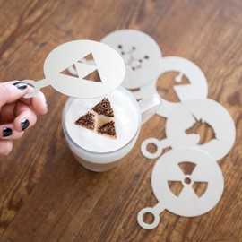 getDigital Nerdy Cappuccino Stencil Set: 5 Stainless Steel Stencils for Decorating Hot Drinks and Muffins