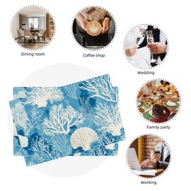 Coral Ocean Placemats Set of 4 Coral Costal Ocean Blue Table Mats Washable Place Mats Gifts for Home Party Indoor Kitchen Dining Table Decoration 12x18 Inch
