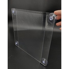 FixtureDisplays Clear Window Sign Holder with Suction Cups 8.5X11 Made from Durable PET Material