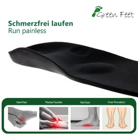 Green Feet Maximum Support Fersensporn Einlagen, orthopädische Schuheinlage für Spreizfuß und Senkfuß, Größe 37-38