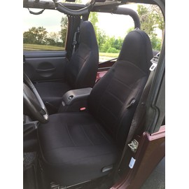GEARFLAG Neoprene Seat Cover Set fits Wrangler TJ 1997-2002 Front and Rear Seat Set - Waterproof Custom Fit Seat Covers - Thermal Resistant (Full Black)