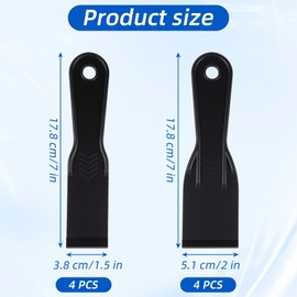 8 Pcs Plastic Putty Knife Scraper, 1.5/2 Inch Flexible Putty Knives Black Filling Knife Set Spackle Tool for Spackling Repairing Drywall Patching Wall Painting