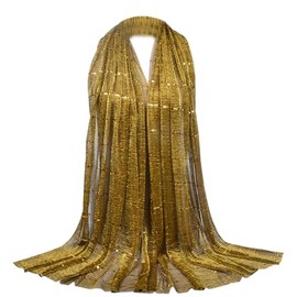 ZARSIO Scarves for Women Lightweight Large Neck Scarf Elegant Wraps Soft Chiffon Muslim Hijab Head Wrap (Gold)
