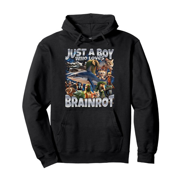 Just A Boy Who Loves Brain Red Pullover Hoodie