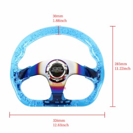 Unbranded 6-Holes MUGEN Deep Dish Clear VIP Crystal Bubble Burnt Blue Spoke Steering Wheel