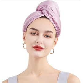 Satin Hair Drying Wrap Hair Towel | Rapid dry Caps | Purple And Pink | Satin Turbans Bath Accessoried | Bathroom Wet Curly Drying Quick Super Soft Absorbent Hat for Women (Pink)