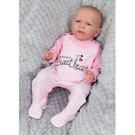 TupTam Baby Girls Boys Romper with Long-Sleeved Shirt Print Saying 2 Pieces, Mummy's Sweetheart Stripes Pink