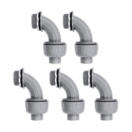 Wocloer 1-1/4 inch Liquid Tight Connector 90 Degree PVC Flexible Conduit Connector UL Listed Conduit Fittings（5 Pack）