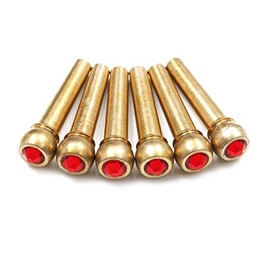 Bnineteenteam 6Pcs Brass Guitar Bridge Pins The Head with Crystal Glass Dot Decor(red) Playing Accessories