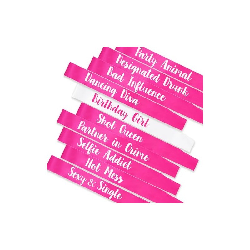 PANBINN 10Pcs Birthday Sashes for Girls, 1Pcs Birthday Girl Sash