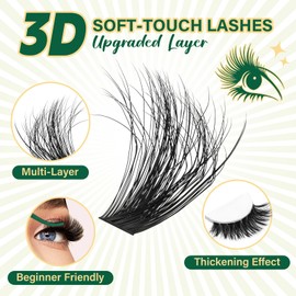 KEYYOU Lash Clusters Kit 3D Effect Eyelash Clusters Kit 280pcs 100D D Curl 9-18MIX Individual Lashes Wispy Lashes Volume Cluster Lashes Kit Natural Soft DIY Lash Extension(3D Kit-100D-D-9-18MIX)