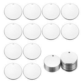 MECCANIXITY 25Pcs Stainless Steel Blank Stamping Tag Engraved Stainless Steel Round Charm Pendant with Holes 6mm/0.24" Silver for Pendant Bracelet Necklace Jewelry Making Earring