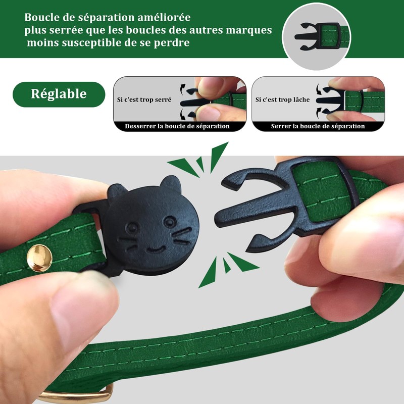 Qianruida Leather Cat Collar Quick Release Kitten Collar Cat Collars