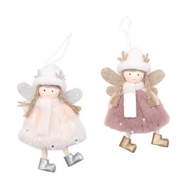 ENLACE Pack of 2 Christmas Angel Pendants, Christmas Tree Decorations, Christmas Decoration Ornament, Angel Dolls, for Christmas Tree Decoration, Party Decoration