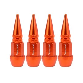 Senzeal 4X Long Impale Spike Style Polished Aluminum Valve Stem Caps Orange