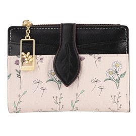 YINHEXI Women’s Wallet, Compact and Small RFID Blocking Bifold PU Leather Card Holder, Mini Purse with Coin Pocket for Ladies, Girls, Leaf Black, Minimalist