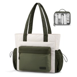 Tote Bag for Women, Lightweight Puffer Work Tote with Zipper, Large Travel Shoulder Bag with Laptop Compartment for Nurse, Teacher, Office, Daily Use, Gym Essentials, Stylish Gift Purse