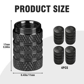 Set of 4 valve caps, car valve caps for valve caps, car metal, car tyres, aluminium valve caps, car valve cover, for car, car, bike, SUV, motorcycle for valve, dust cover, black