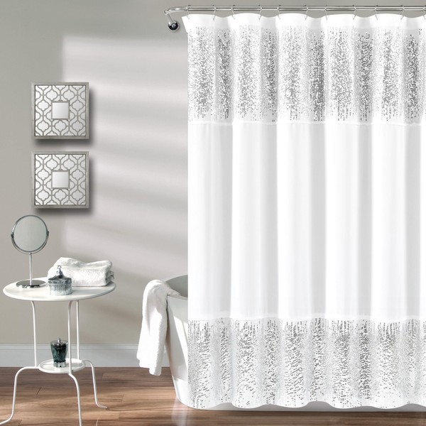 Lush Decor - Shower Curtain, Luxurious Sequinned Desin, Shimmery Bathroom