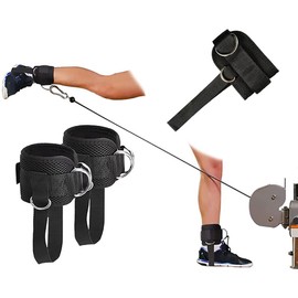 Weight Cuffs, Foot Loops, Cable Pull, Pack of 2 Fitness Equipment, Lifting Aids, Strength Training, Foot Cuffs with 2 D-Rings, Adjustable Ankle Straps for Fitness Training and Leg Training