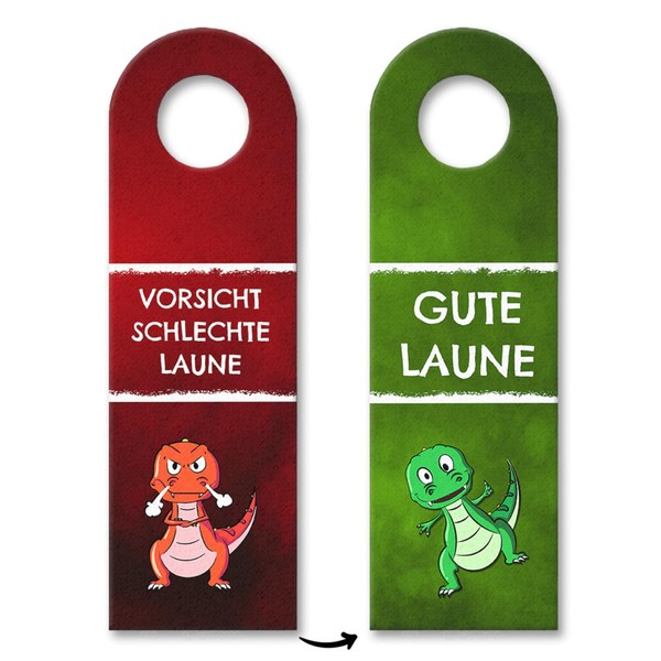Caution Bad Mood or Good Mood Door Hanger with T-Rex