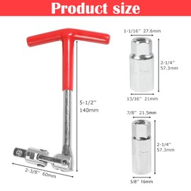Pvzoqisur Spark Plug Tool,Spark Plug Removal Tool, Spark Plug Socket Wrench 16mm (5/8") & 21mm (13/16") Remover Installer Tool Kit,T-Handle Spark Plug Wrench for Lawn Mower