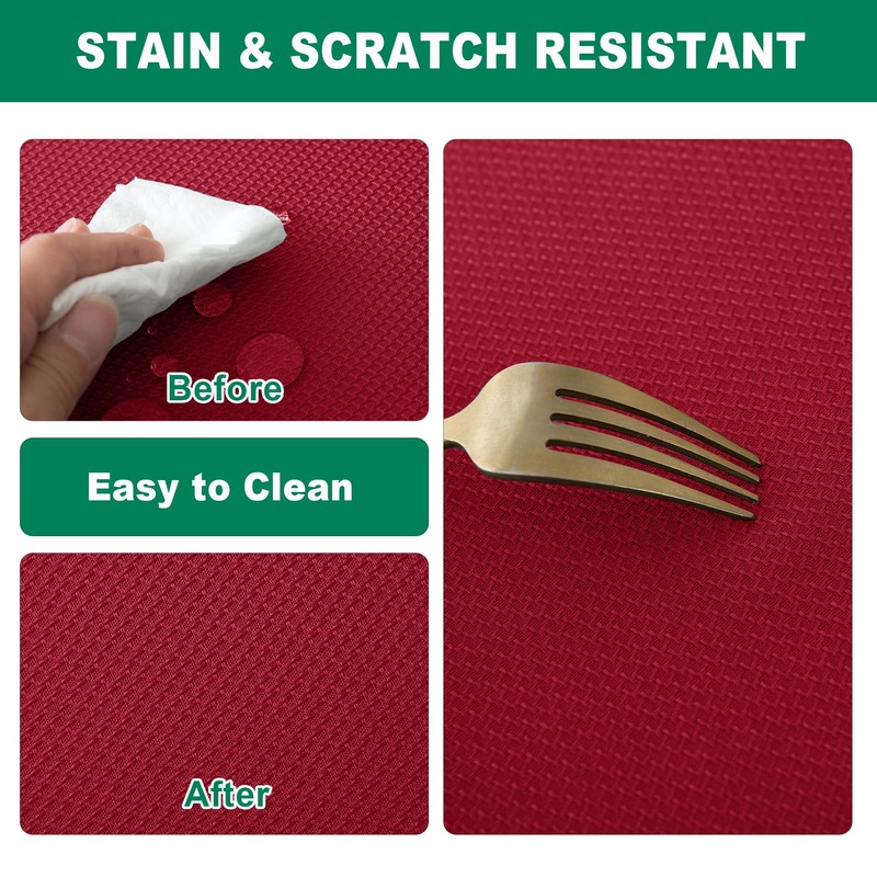 Biscaynebay Textured Fabric Christmas Rectangle Table Cloth 52x70 Inches, Red