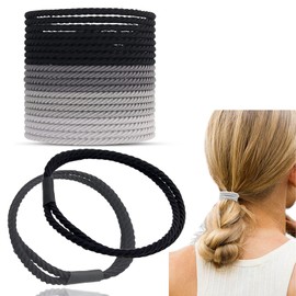 10 Pcs Hair Tie Threaded Thin Hair Elastics No Damage Ponytail Holders Hair Accessories With All Day Hold No Snagging, Dents, Breakage Hair Tie Pack Box-Packed