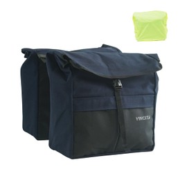 Vincita Top Load Double Pannier Water Resistant Cycling Side Bags - with Rain Cover, Large, Carrying Handle, Reflective Spots - Bike Rack Carrier Saddle Bag - Bicycle Accessories…
