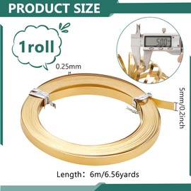 BENECREAT - Alambre plano de latón de 19.69 pies, tira de latón plana dorada de 0.2 pulgadas de ancho, alambre de joyería para esculpir joyas
