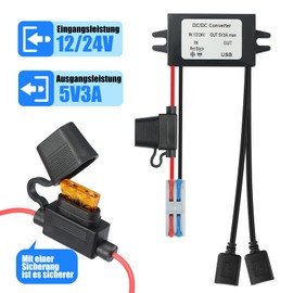 YBBOTT 2 USB AF Step Down DC Converter 12V/24V to 5V 3A 15W Charger Buck Coverter 8V-32V to 5V Voltage Converter Voltage Stabiliser Voltage Regulator Voltage Limiter
