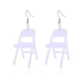 Funny Fight Acrylic Chair Earrings Unique Folding Chair Dangle Earrings for Women Lightweight Cute Weird Fun Chair Earrings Charm Jewelry (White)