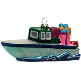 2 Count Blown Glass Speedboat Speed Boat Christmas Ornament