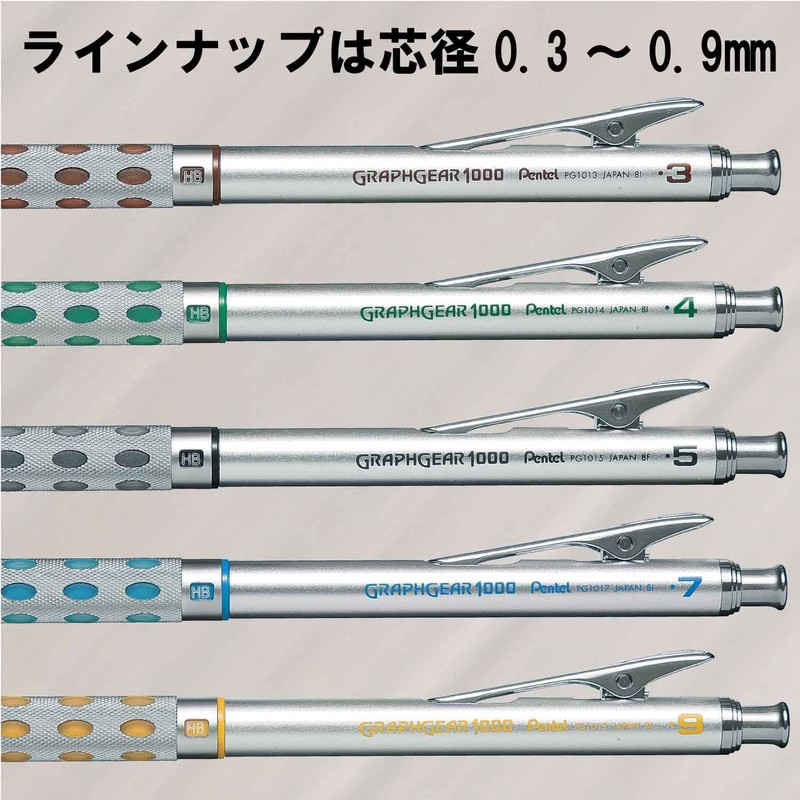 Pentel XPG1019 GraphGear Mechanical Pencil, 0.9 mm, Silver