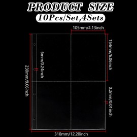 AHANDMAKER 40 Pack 4x6 Photo Album Sleeves Top Loading Picture Sheet Protector Double-Sided 4 Pocket Photos Pages Ultra-Clear Photo Sleeves Holding 320 Pictures Water Proof Binder Sheets