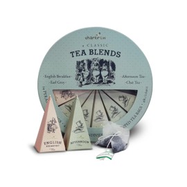 Charbrew Alice In Wonderland Circular Classic Tea Pyramid Assortment Gift Box - 24 Mesh Pyramid Teabags 4 Blends Including Afternoon Tea, Earl Grey, English Breakfast & Chai Set