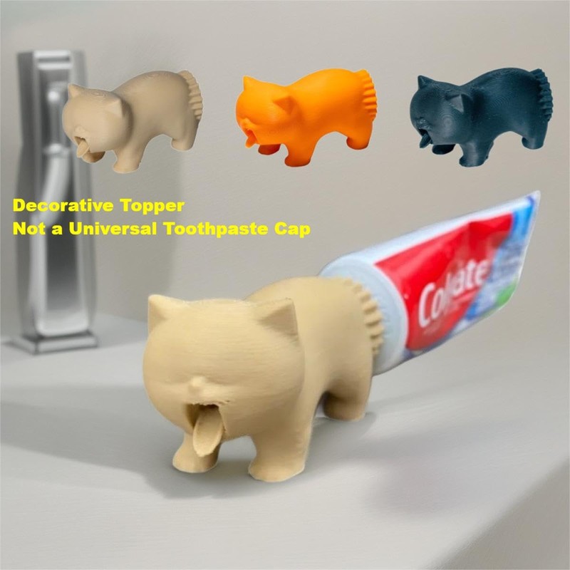 Toothpaste Cap Dispenser – Funny Vomiting Kitty Topper for Cat
