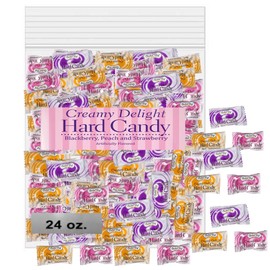 Creamy Delight Hard Candy, Individually Wrapped Fruit Flavored Hard Candy, Include Blackberry, Peach, or Strawberry Assorted Flavors | (24 - OZ Bag)